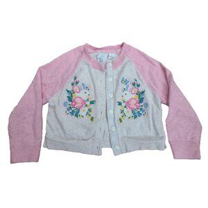 Gap x Sarah Jessica Parker Pink Girls Embroidery Cardigan Bunny Flowers Size 2